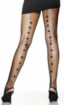 Tights - Fishnet - Black with Bows 
