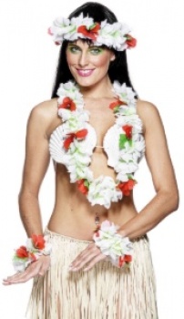 Hawaiian Garland Set  - White