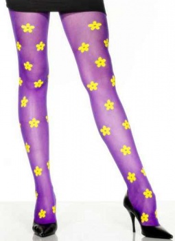 Tights - Flower Power in Purple 