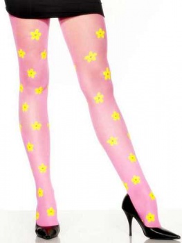 Tights - Flower Power in Pink  