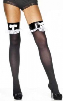 Stockings - French Maid Bow and Lace in PVC 