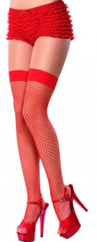 Stockings - Thigh-High Red Lattice Net