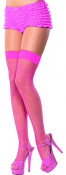 Stockings - Thigh-High Pink Lattice Net