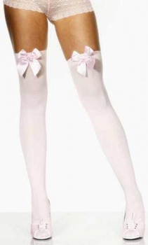 Stockings - Hold-Up Pink with Bow 