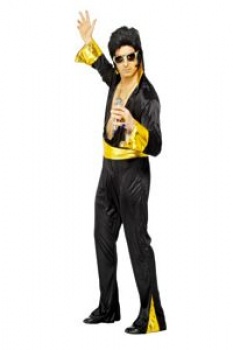 Elvis Jumpsuit Costume - Black with Gold Trim