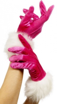 Santa Gloves - Pink Ladies with Fur