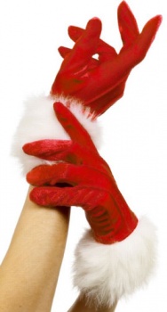 Santa Gloves - Red Ladies with Fur