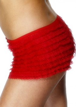 Fever Ruffle Lace Knicker Shorts - Red
