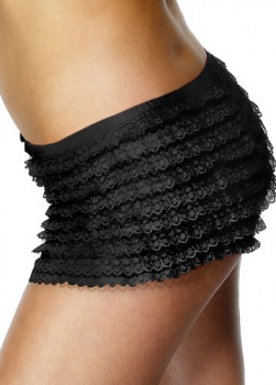 Fever Ruffle Lace Knicker Shorts - Black