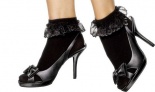 Fever - Socks Ruffle Lace Trim - Black