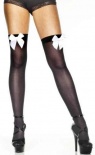 Stockings - Hold-Up Black with White Bow 