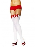 Stockings - Hold-Up White with Red Bow 