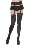 Bijou Boutique Fancy Dress Costumes - Thigh High Stockings and Garter - Black