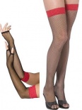 Bijou Boutique Fancy Dress Costumes - Stockings + Gloves - Red and Black