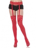 Bijou Boutique Fancy Dress Costumes - Thigh High Stockings and Garter - Red