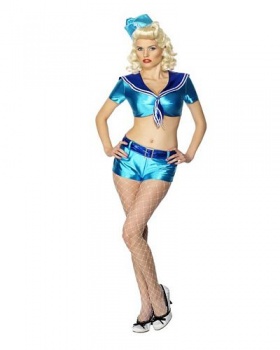 Sailor Girl - Metallic Blue - Fever Fancy Dress Costume