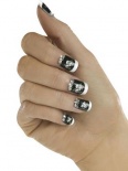 Bijou Boutique Fancy Dress Nails - French Tip Black White with Flowers