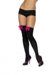 Stockings  - Black with Fuchsia Bow