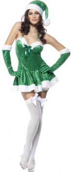 Naughty Miss Santa (Green) - Fever - Fancy Dress Costume