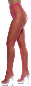 Lattice Net Tights - Neon Pink