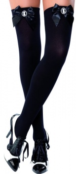 Stockings - Black Thigh High with Bow and Cameo