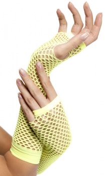Gloves - Fishnet - Neon Yellow
