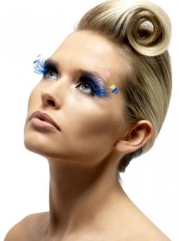 Eyelashes - Fever - Blue with Coloured Plumes