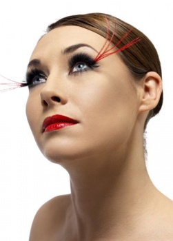 Eyelashes - Fever - Black with long Red Plumes