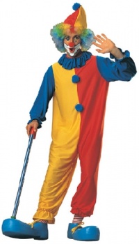 Red / Yellow / Blue Clown Fancy Dress Costume