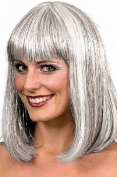 Party Wig - Tinsel (White with Silver)